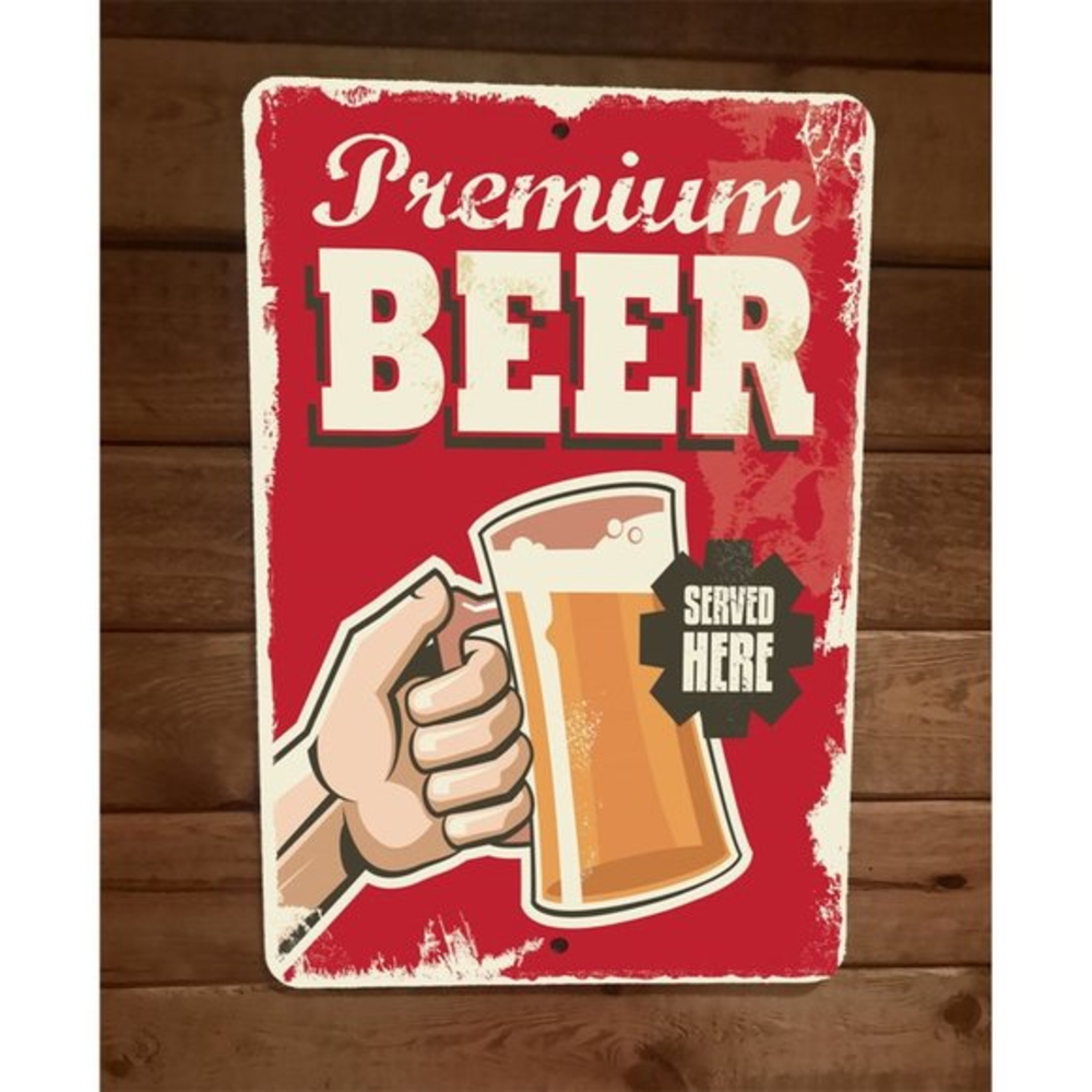 Premium Beer Artwork Cheers 8x12 Metal Wall Bar Sign